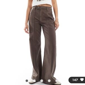 Cotton On Women Seam Wide Leg Dark Brown Baggy Jeans Size 26